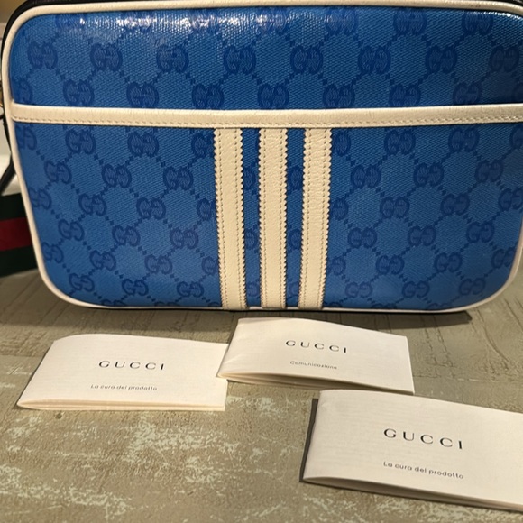 Gucci Bag GG Canvas Shoulder Crystal Blue Small Collaboration Adidas - Picture 4 of 8